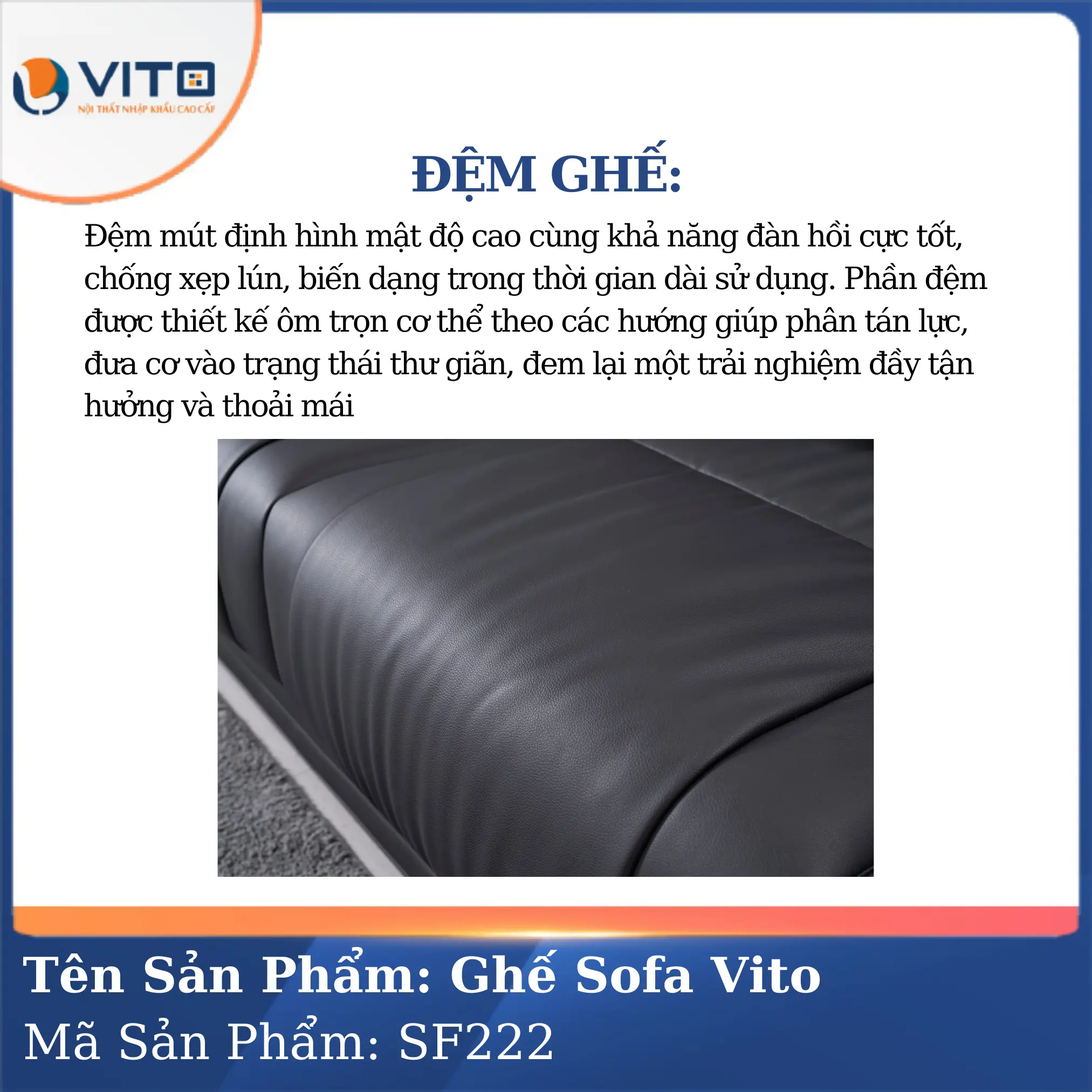 Bộ Ghế Sofa da cao cấp Vito SF222