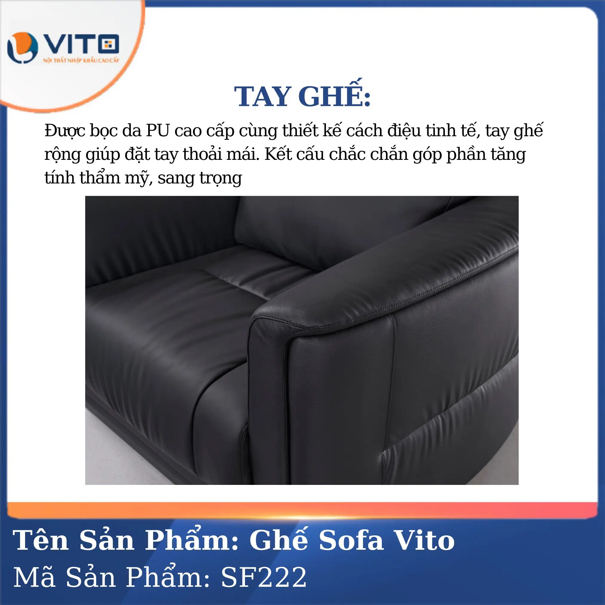 Bộ Ghế Sofa da cao cấp Vito SF222