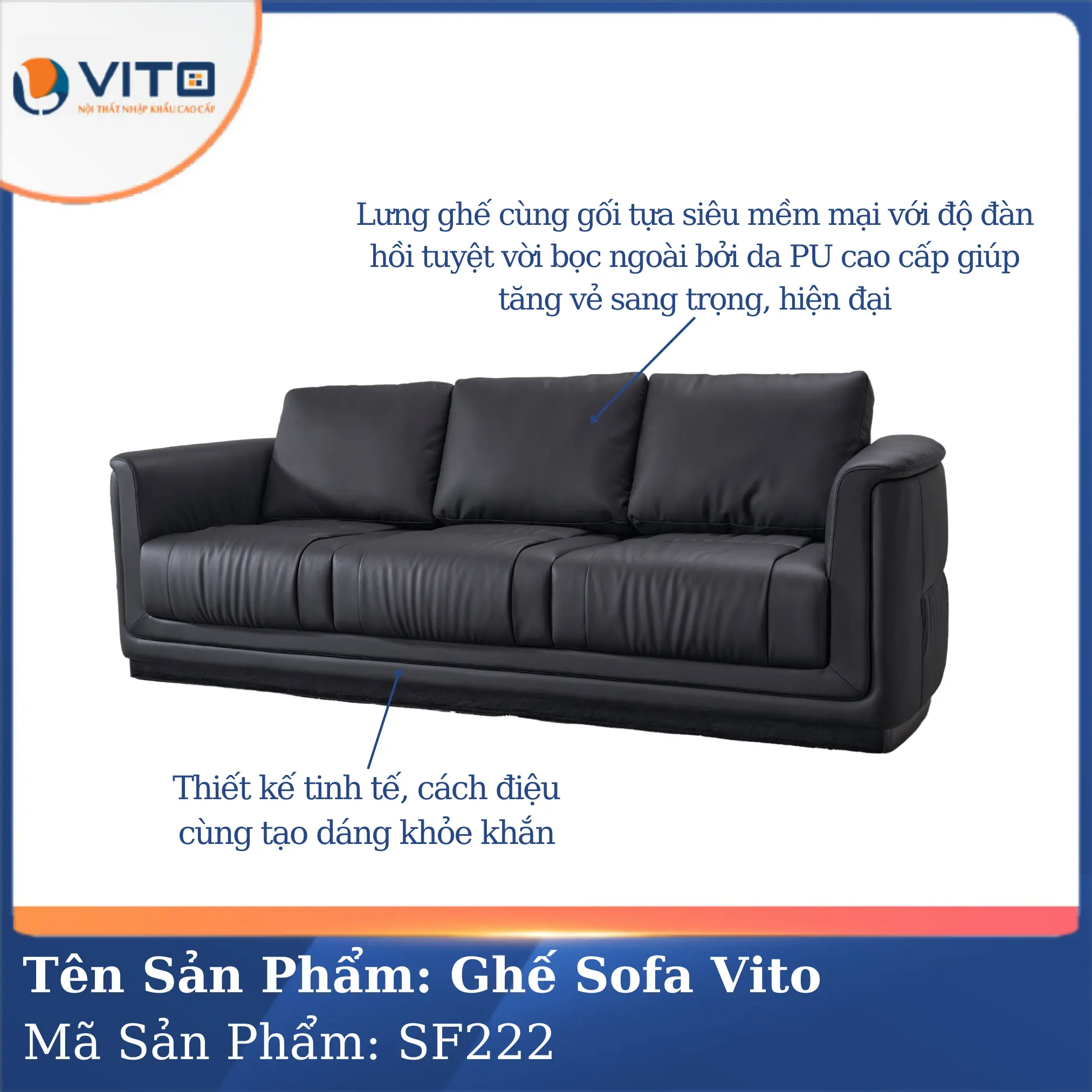 Bộ Ghế Sofa da cao cấp Vito SF222