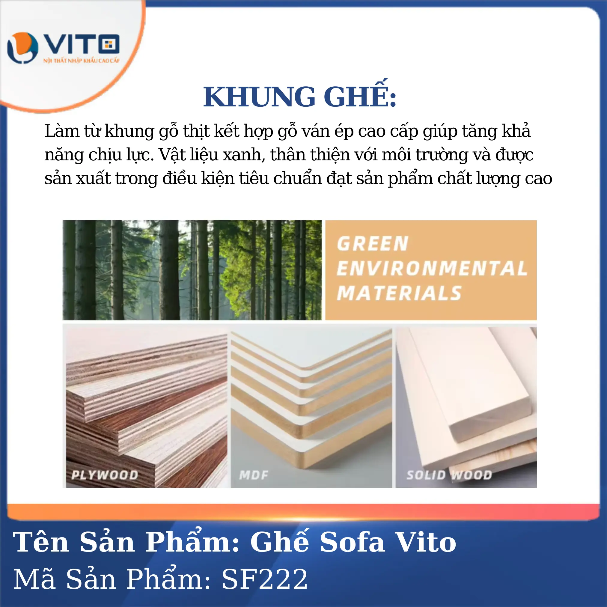 Bộ Ghế Sofa da cao cấp Vito SF222