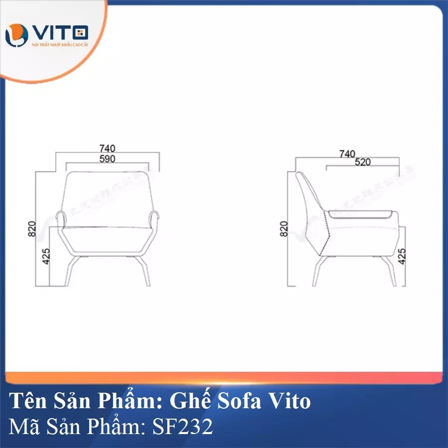 Bộ Ghế Sofa da cao cấp Vito SF232