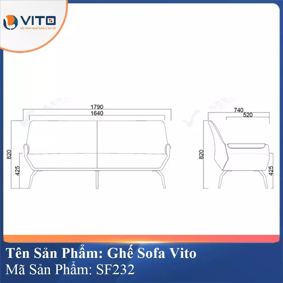 Bộ Ghế Sofa da cao cấp Vito SF232