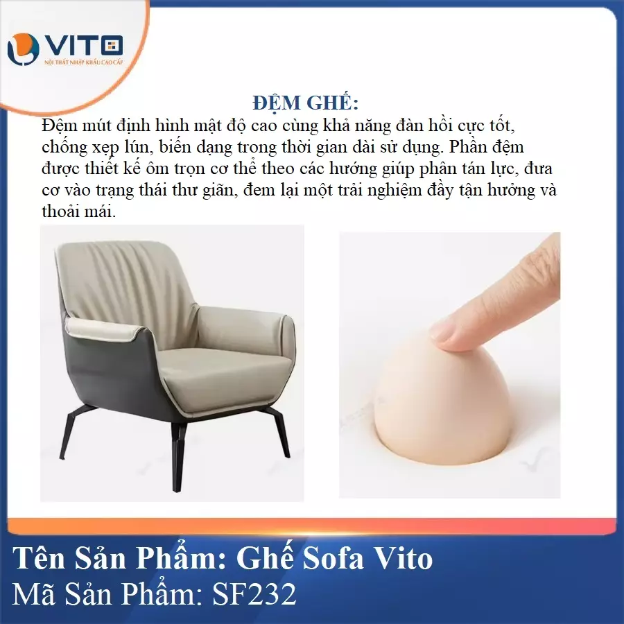 Bộ Ghế Sofa da cao cấp Vito SF232