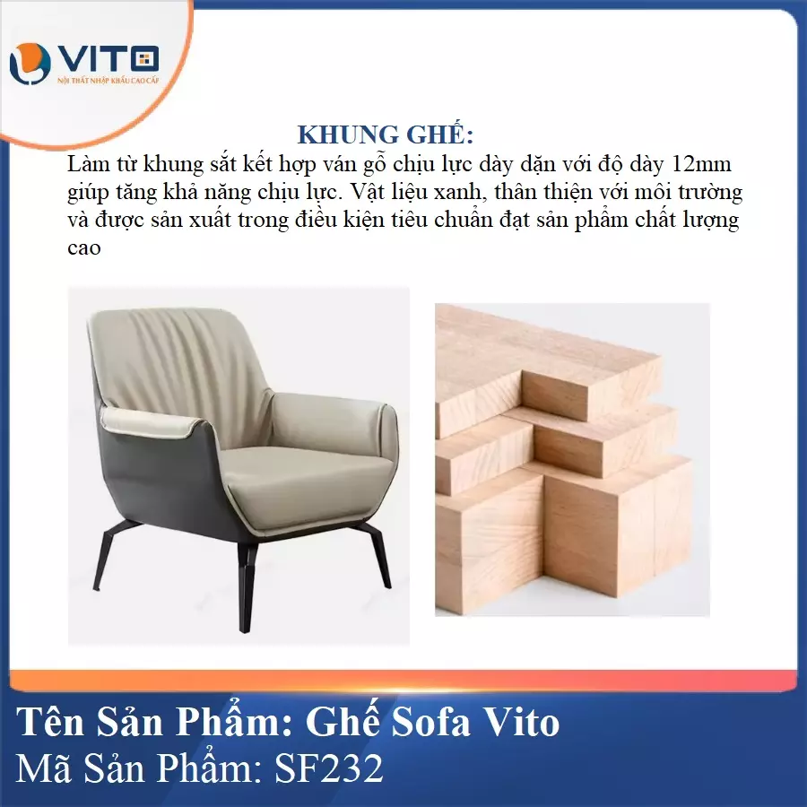 Bộ Ghế Sofa da cao cấp Vito SF232