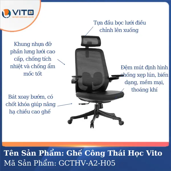 Ghế công thái học Vito GCTHV-A2-H05