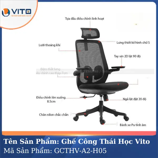 Ghế công thái học Vito GCTHV-A2-H05