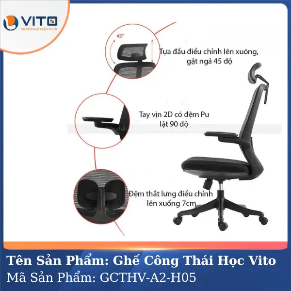 Ghế công thái học Vito GCTHV-A2-H05