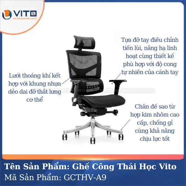 Ghế công thái học Vito GCTHV-A9