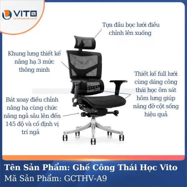 Ghế công thái học Vito GCTHV-A9