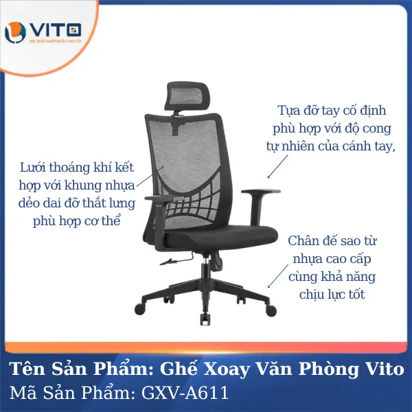 Ghế Xoay Văn Phòng Vito GXV-A611