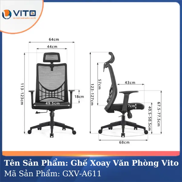 Ghế Xoay Văn Phòng Vito GXV-A611