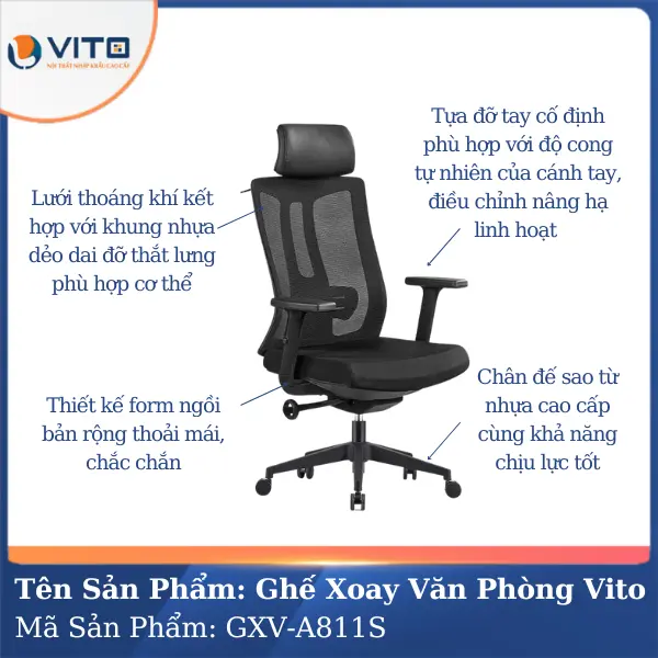 Ghế Xoay Văn Phòng Vito GXV-A811S