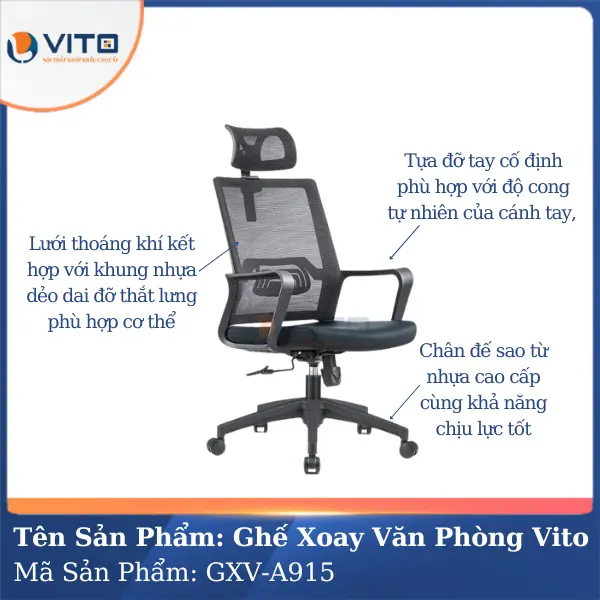 Ghế Xoay Văn Phòng Vito GXV-A915