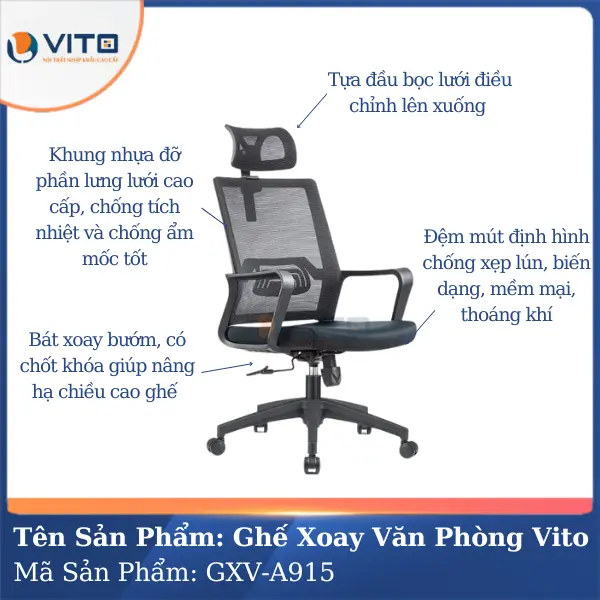 Ghế Xoay Văn Phòng Vito GXV-A915