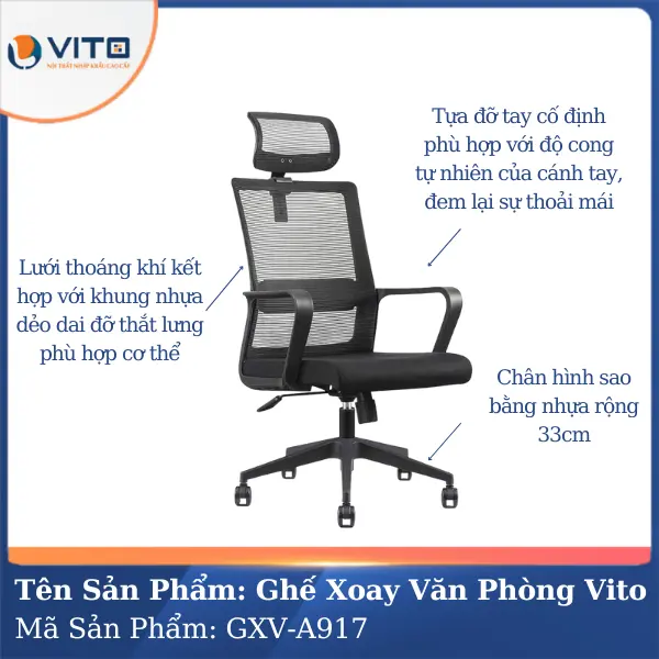 Ghế Xoay Văn Phòng Vito GXV-A917