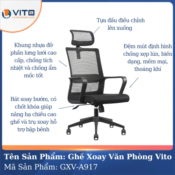 Ghế Xoay Văn Phòng Vito GXV-A917