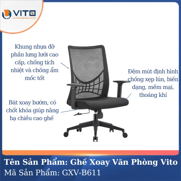 Ghế Xoay Văn Phòng Vito GXV-B611