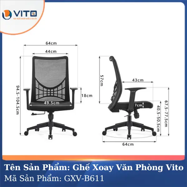 Ghế Xoay Văn Phòng Vito GXV-B611