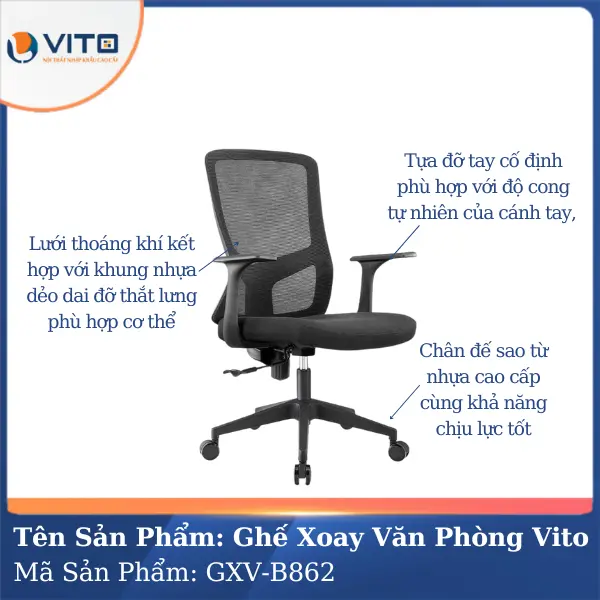 Ghế Xoay Văn Phòng Vito GXV-B862