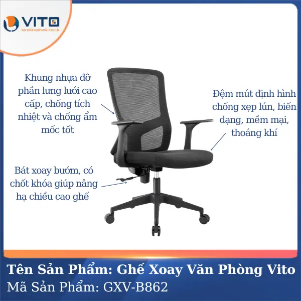 Ghế Xoay Văn Phòng Vito GXV-B862