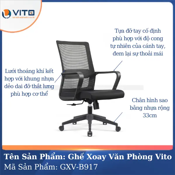 Ghế Xoay Văn Phòng Vito GXV-B917