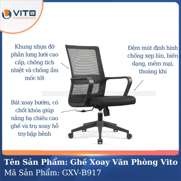 Ghế Xoay Văn Phòng Vito GXV-B917