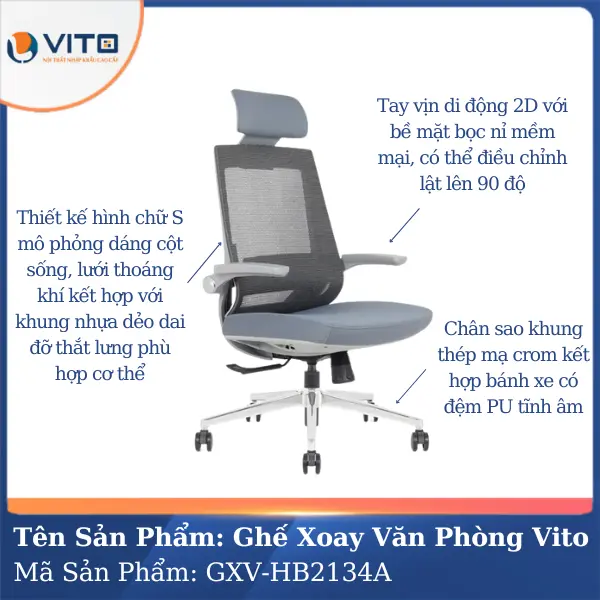 Ghế Xoay Văn Phòng Vito GXV-HB2134A