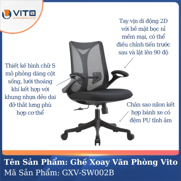 Ghế xoay văn phòng Vito GXV-SW002B