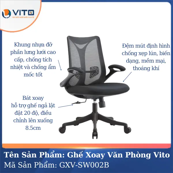 Ghế xoay văn phòng Vito GXV-SW002B