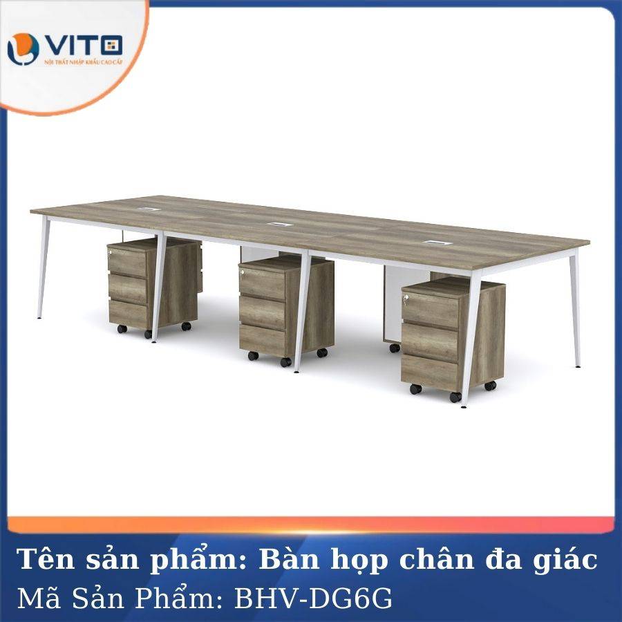 Bàn họp văn phòng chân đa giác BHV-HDG6G màu trắng