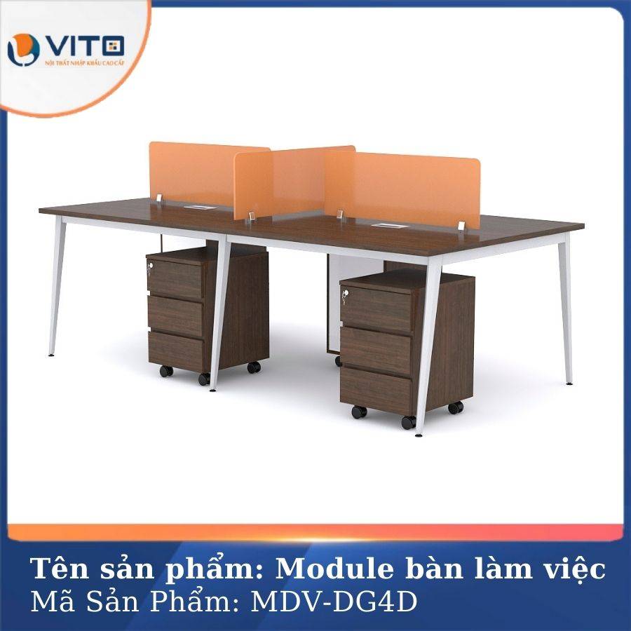 Module bàn làm việc 4 người chân đa giác MDV-DG4D