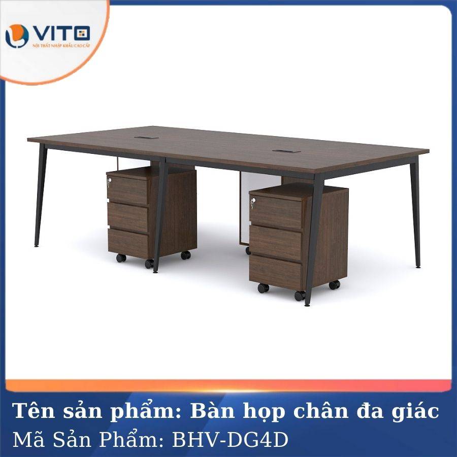 Bàn họp văn phòng chân đa giác BHV-HDG4D màu đen