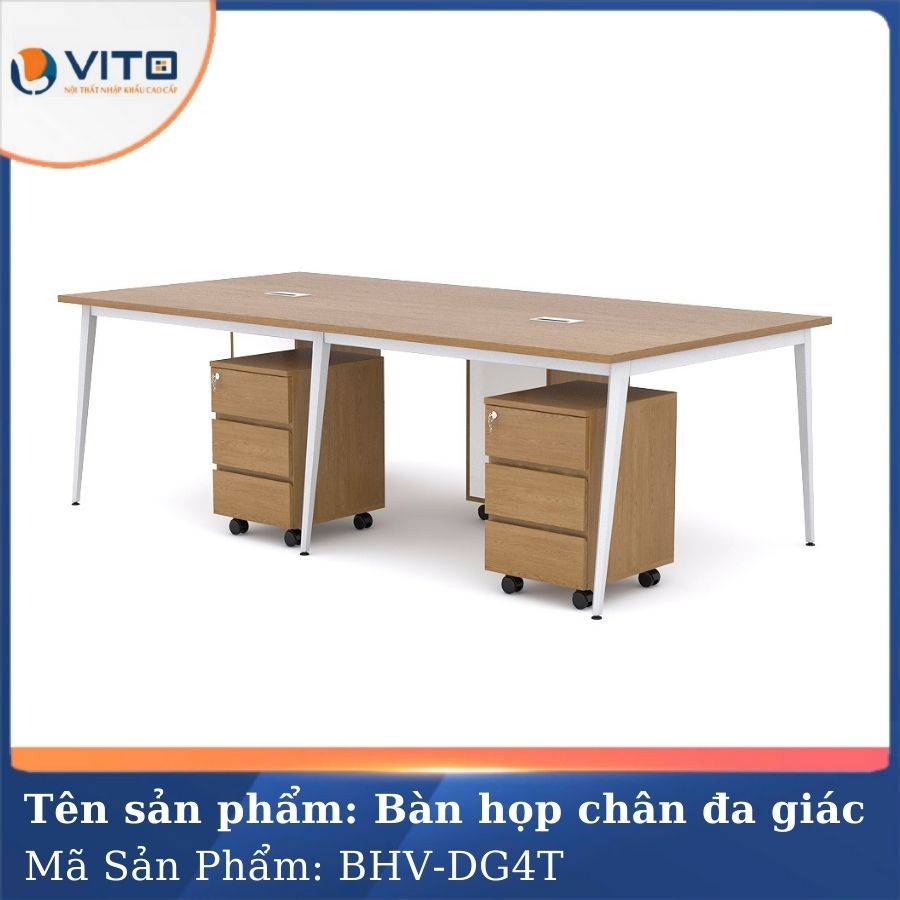 Bàn họp văn phòng chân đa giác BHV-HDG4T màu trắng