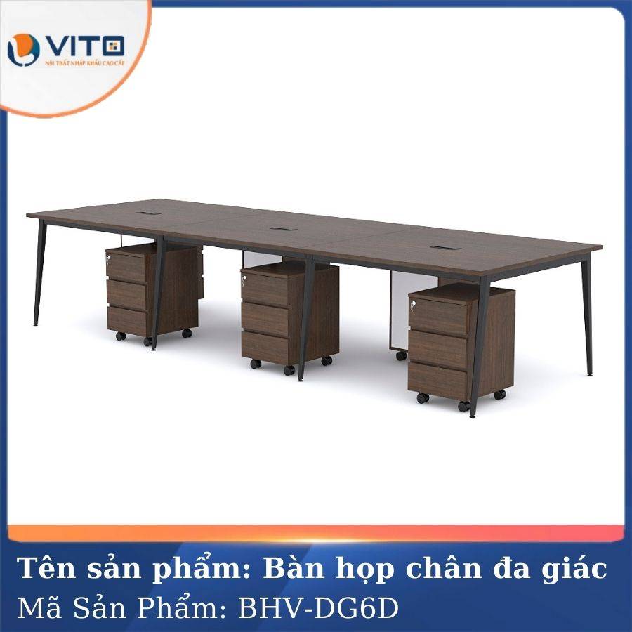 Bàn họp văn phòng chân đa giác BHV-HDG6D màu đen