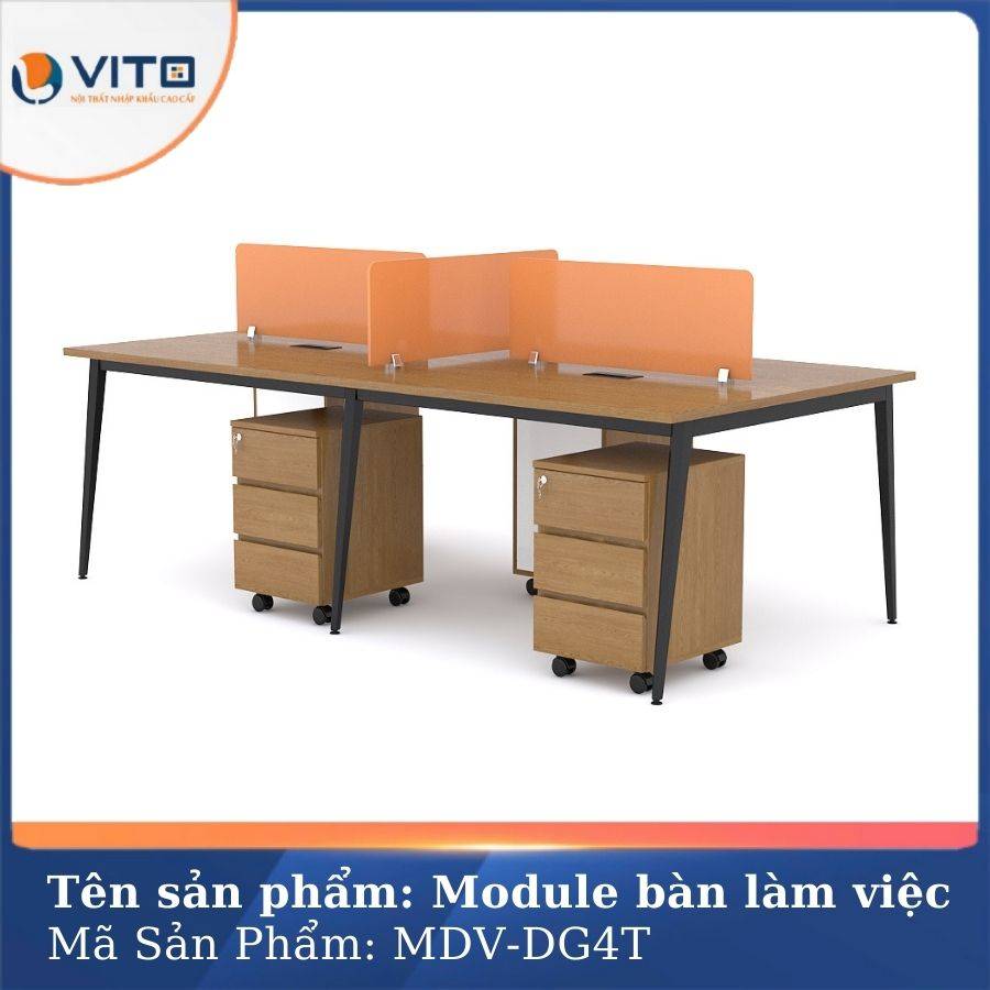 Module bàn làm việc 4 người chân đa giác MDV-DG4T