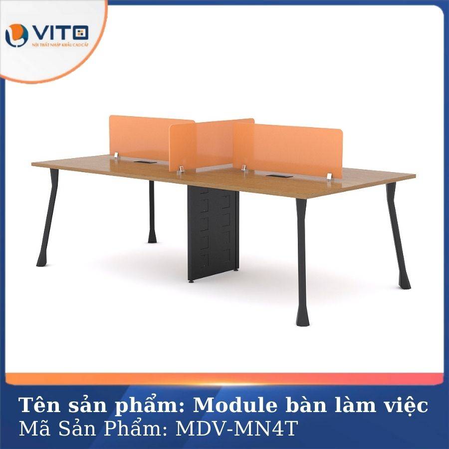 Module bàn làm việc 4 người chân móng ngựa MDV-MN4T