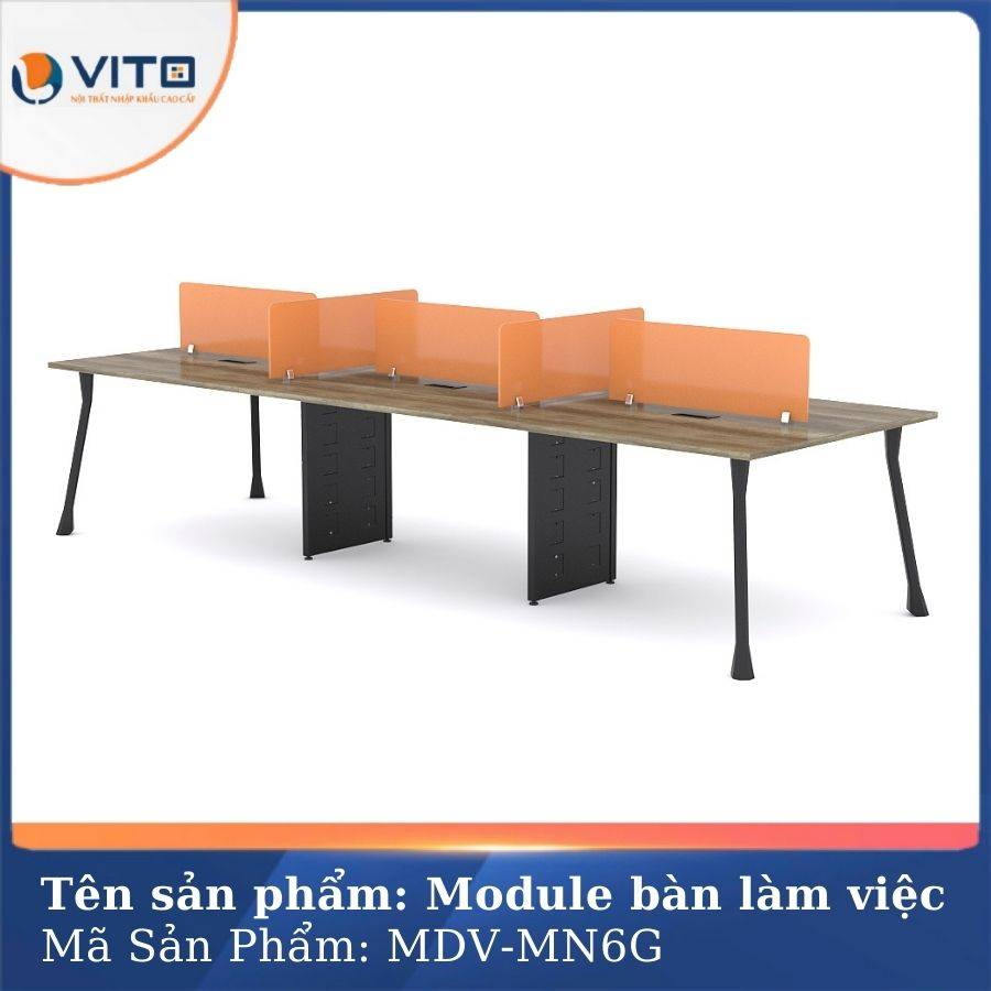 Module bàn làm việc 6 người chân móng ngựa MDV-MN6G