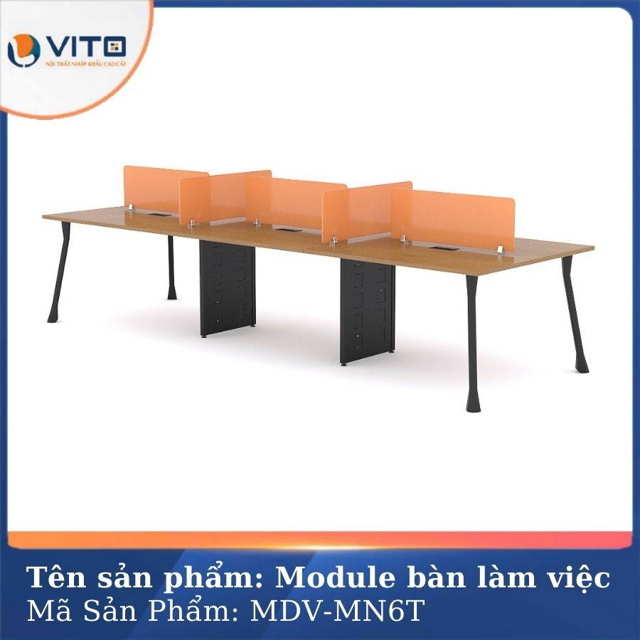 Module bàn làm việc 6 người chân móng ngựa MDV-MN6T