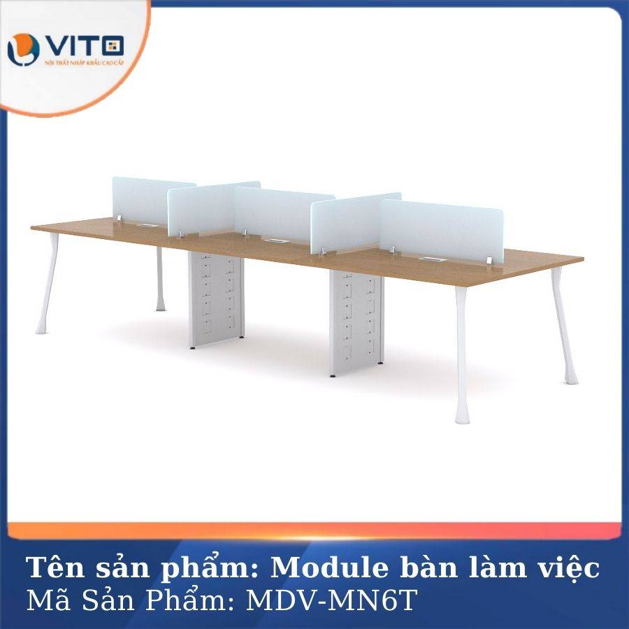 Module bàn làm việc 6 người chân móng ngựa MDV-MN6T