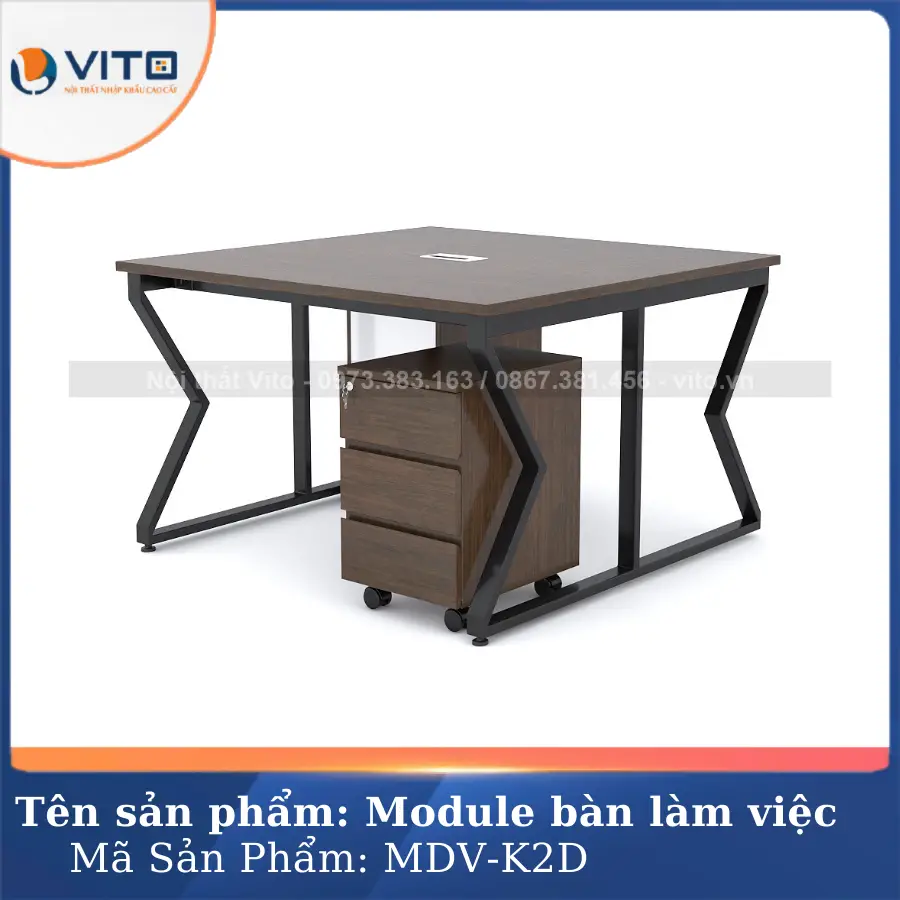 Module bàn làm việc 2 người chân chữ K Vito MDV-K2D