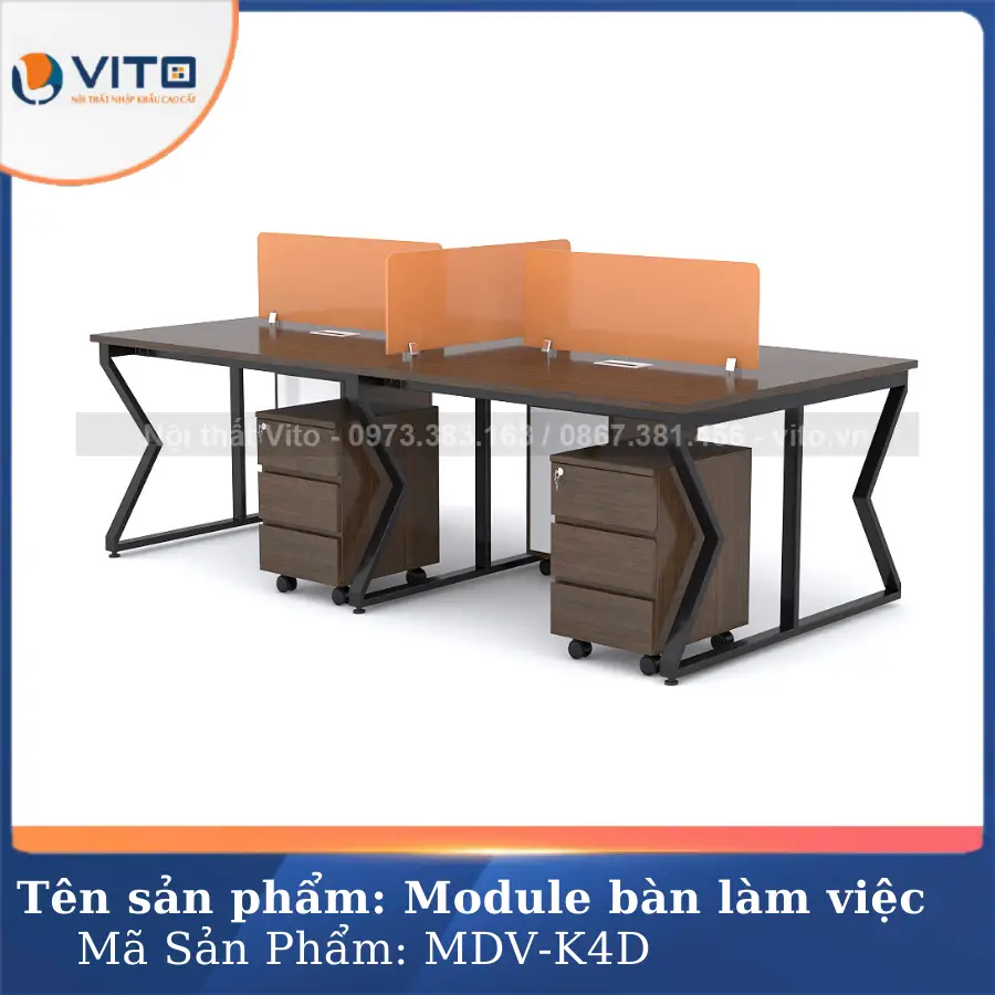Module ban lam viec 4 nguoi chan chu k vito mdv k4d