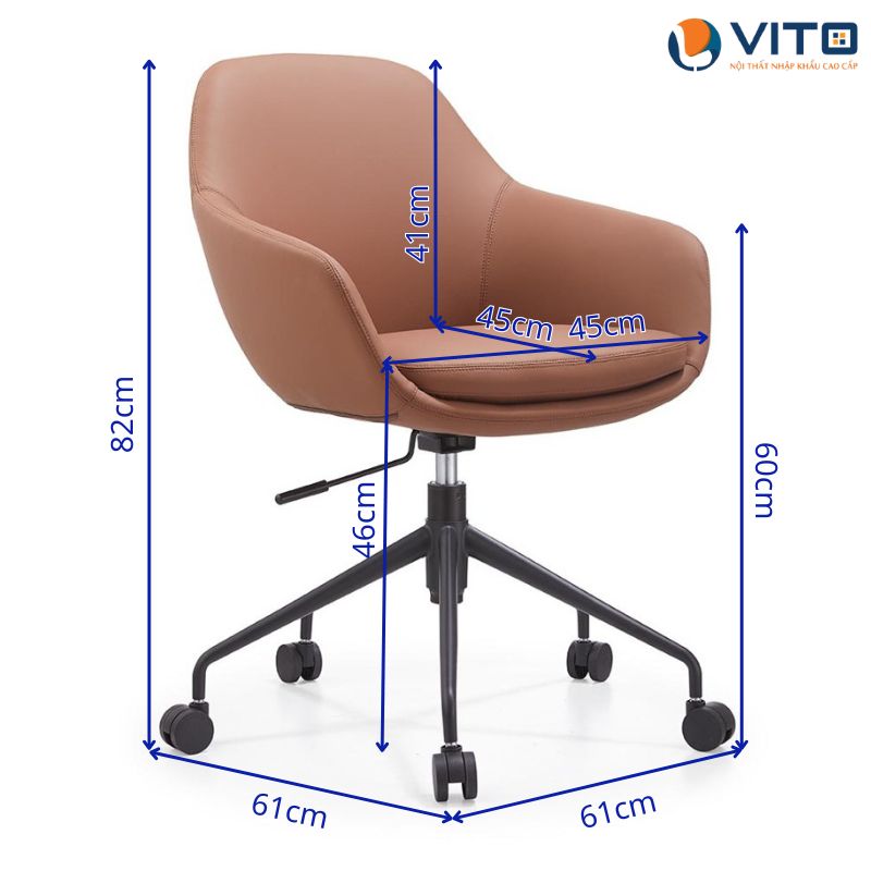 GHẾ XOAY DA VITO AURA 2608 Ghế xoay da Vito Aura 2608 - Ảnh 3