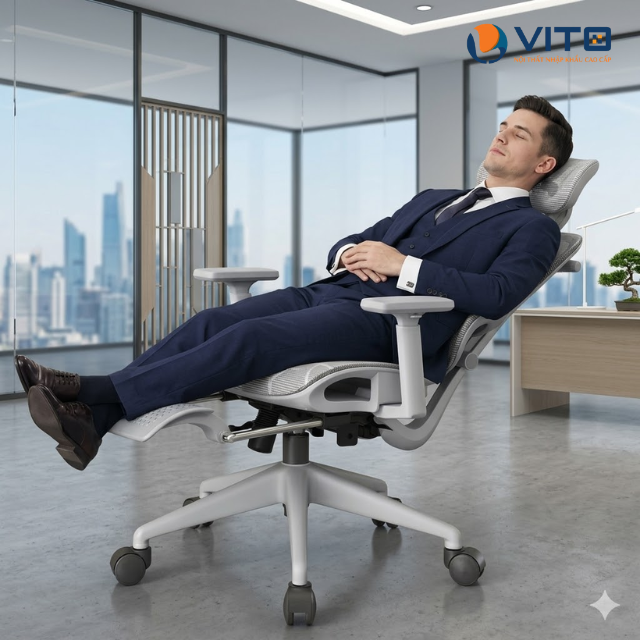 TOP 3 GHẾ CÔNG THÁI HỌC CÓ GÓC NGẢ LỚN ĐẾN 160 ĐỘ NĂM 2026 Ghế công thái học có góc ngả lớn đến 160 độ cho văn phòng