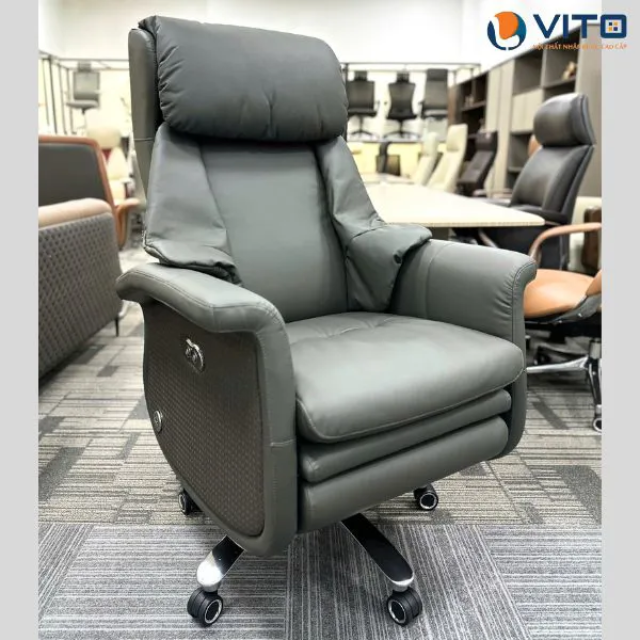 TOP MẪU GHẾ GIÁM ĐỐC NGẢ LƯNG CAO CẤP, ÊM ÁI VÀ TIỆN NGHI Ghế giám đốc ngả lưng bọc da kết hợp chi tiết gỗ tinh tế
