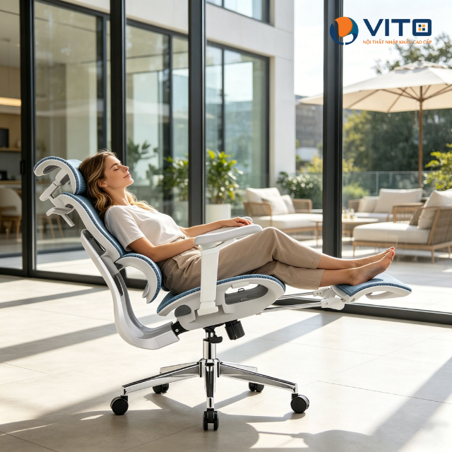 Ngồi ghế công thái học vẫn bị đau lưng do màn hình đặt sai vị trí